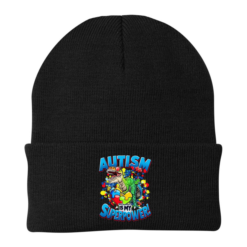 Autism Is My Superpower Dinosaur Autism Awareness 2025 Beanie