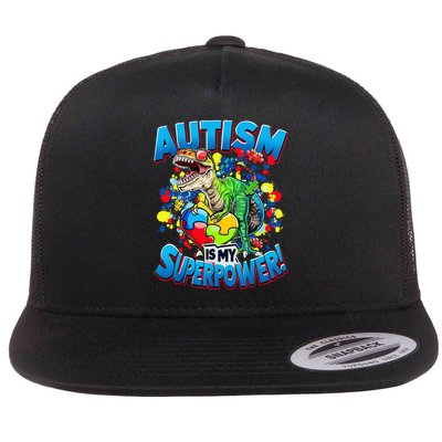Autism Is My Superpower Dinosaur Autism Awareness 2025 Flatbill Hat