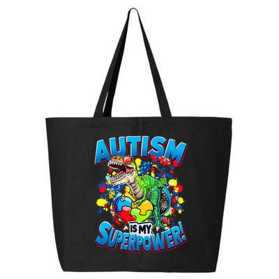 Autism Is My Superpower Dinosaur Autism Awareness 2025 25L Jumbo Tote
