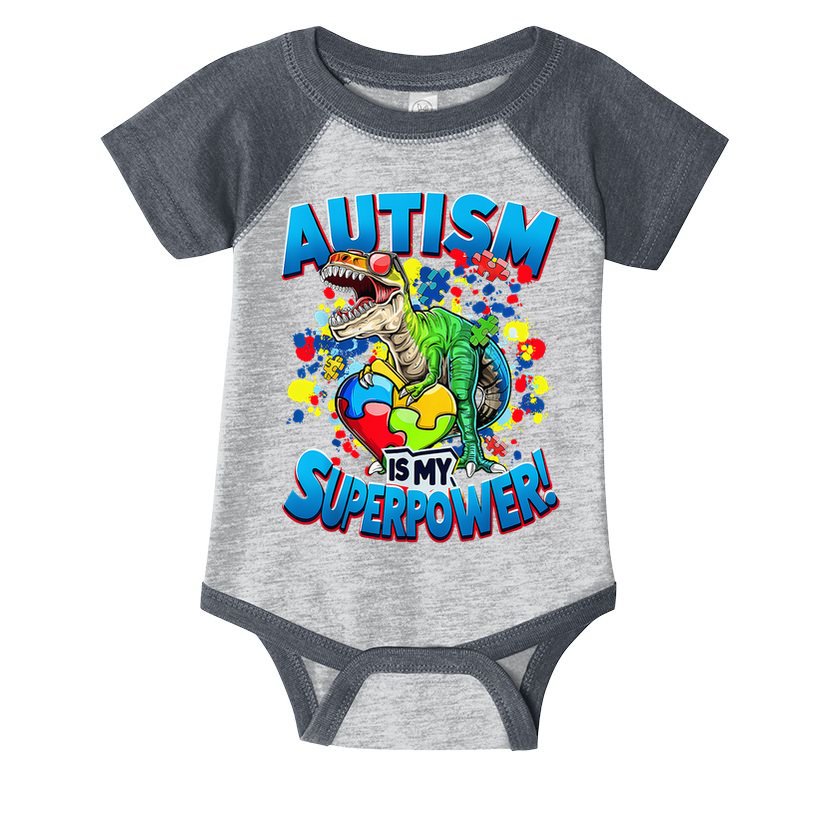 Autism Is My Superpower Dinosaur Autism Awareness 2025 Infant Baby Jersey Bodysuit