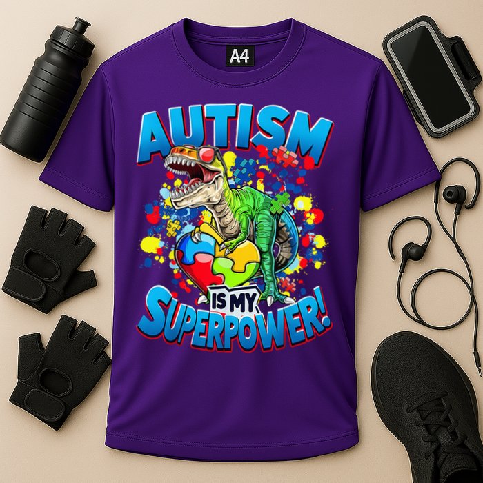 Autism Is My Superpower Dinosaur Autism Awareness 2025 Cooling Performance Crew T-Shirt