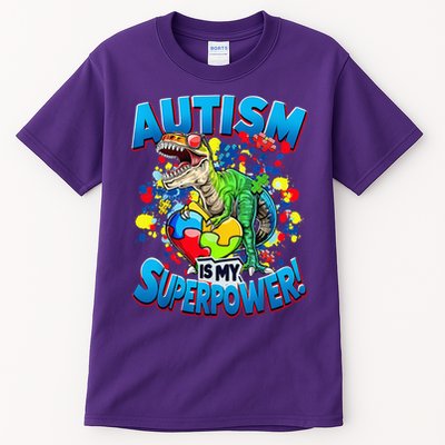 Autism Is My Superpower Dinosaur Autism Awareness 2025 Tall T-Shirt