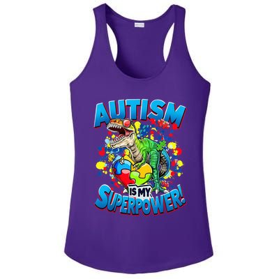 Autism Is My Superpower Dinosaur Autism Awareness 2025 Ladies PosiCharge Competitor Racerback Tank