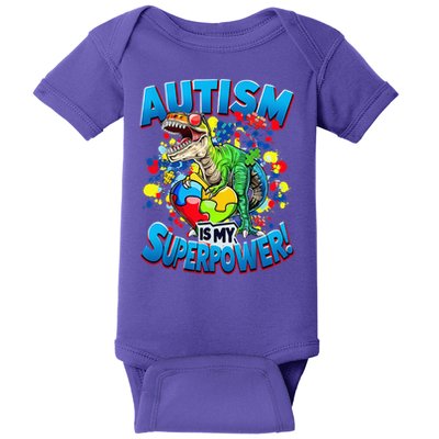 Autism Is My Superpower Dinosaur Autism Awareness 2025 Baby Bodysuit