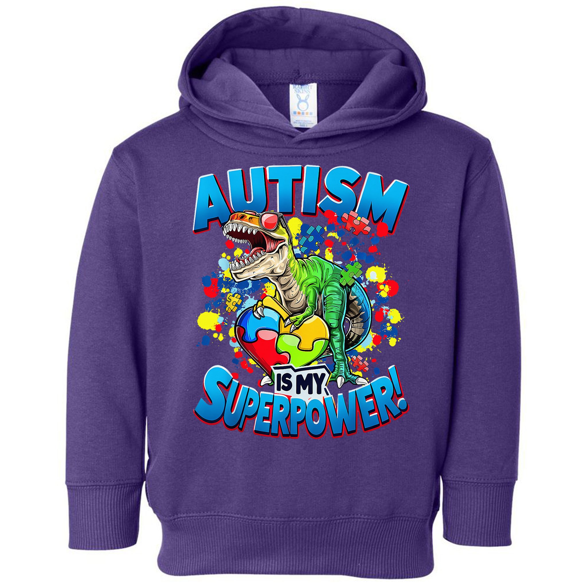 Autism Is My Superpower Dinosaur Autism Awareness 2025 Toddler Hoodie
