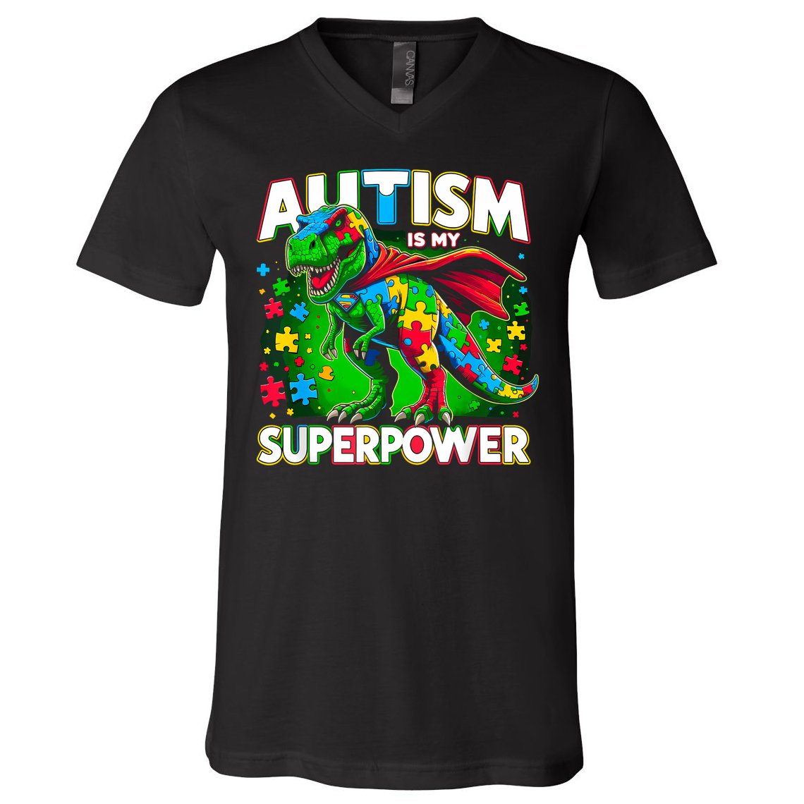Autism Is My Superpower Autism Awareness V-Neck T-Shirt