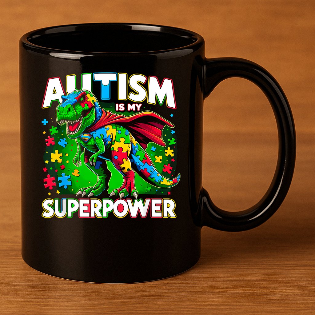 Autism Is My Superpower Autism Awareness 11oz C Handle Ceramic Mug