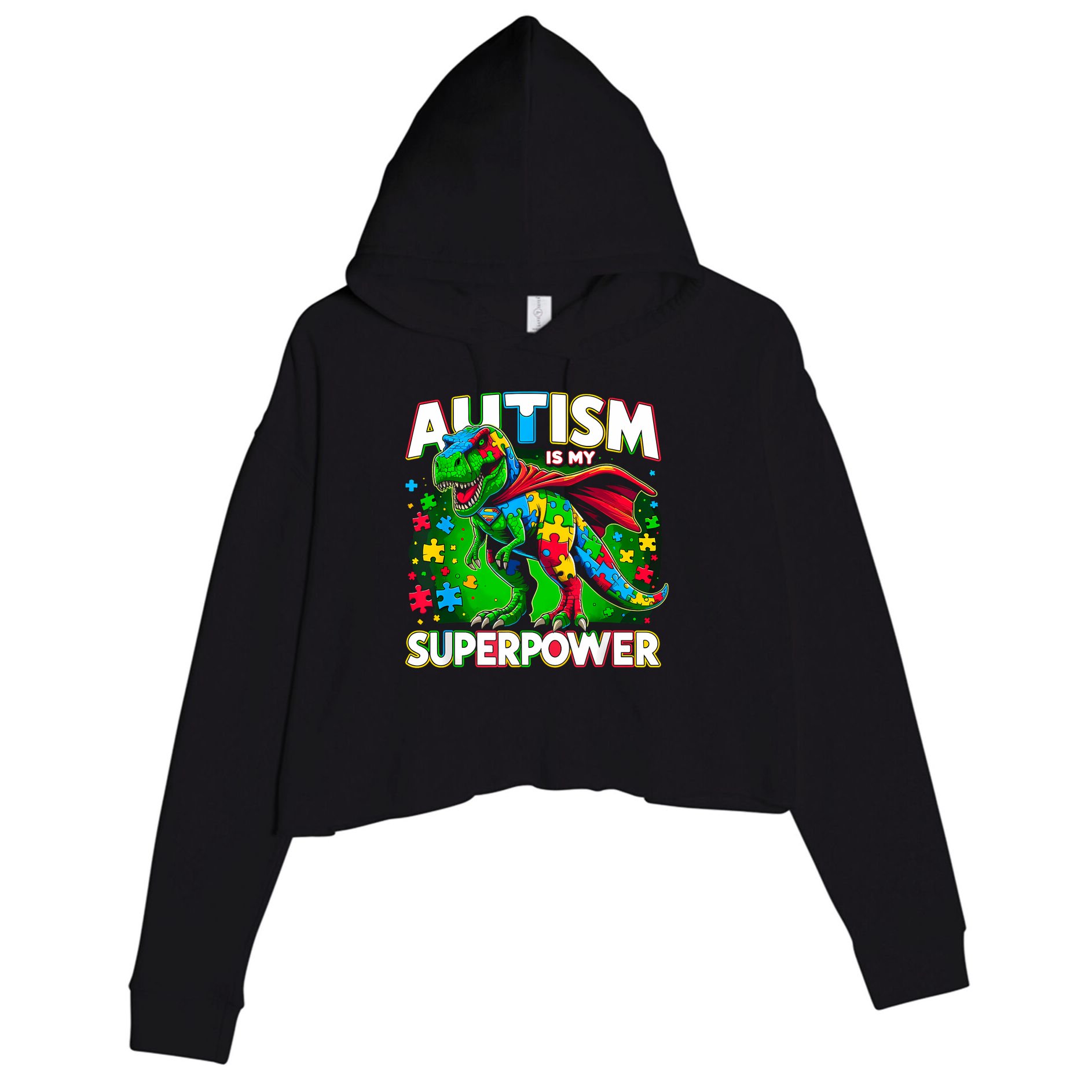 Autism Is My Superpower Autism Awareness Crop Fleece Hoodie