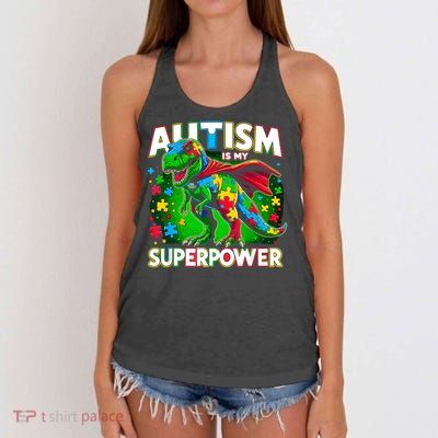 Autism Is My Superpower Autism Awareness Women's Knotted Racerback Tank