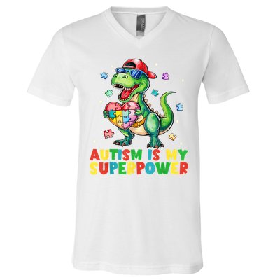 Autism Is My Superpower Funny Autism Awareness V-Neck T-Shirt