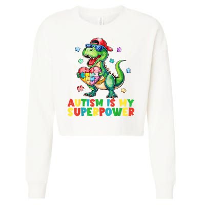 Autism Is My Superpower Funny Autism Awareness Cropped Pullover Crew