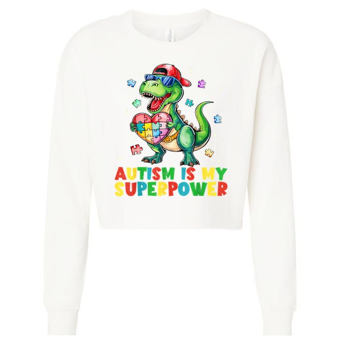 Autism Is My Superpower Funny Autism Awareness Cropped Pullover Crew