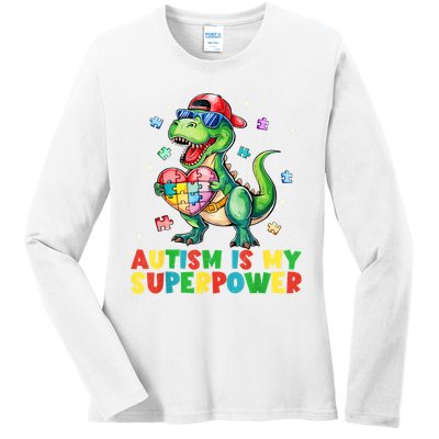 Autism Is My Superpower Funny Autism Awareness Ladies Long Sleeve Shirt
