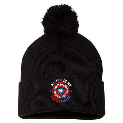 Autism Is My Superpower Autism Awareness Autistic Pom Pom 12in Knit Beanie