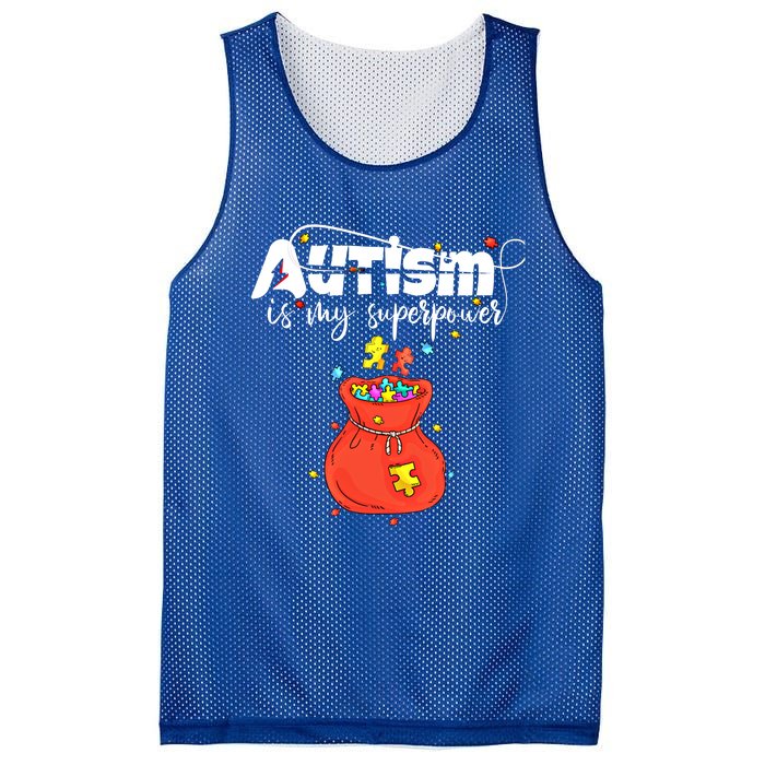 Autism Is My Superpower Superhero Great Gift Autism Awareness Gift Mesh Reversible Basketball Jersey Tank