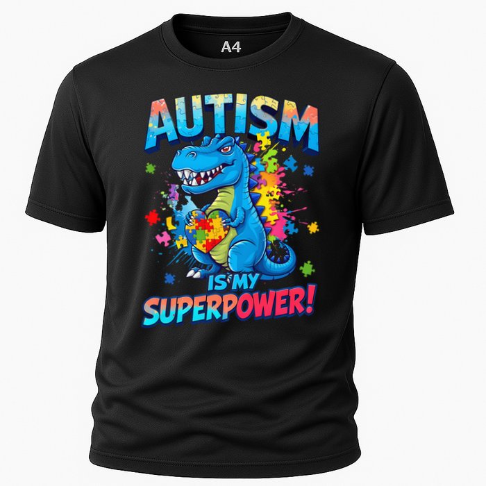 Autism Is My Superpower Dinosaur Autism Awareness Cooling Performance Crew T-Shirt
