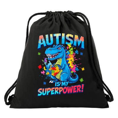 Autism Is My Superpower Dinosaur Autism Awareness Drawstring Bag