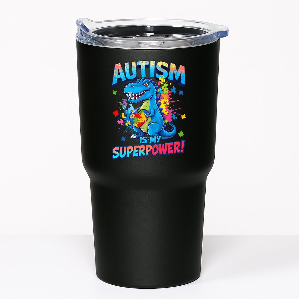 Autism Is My Superpower Dinosaur Autism Awareness Tumbler