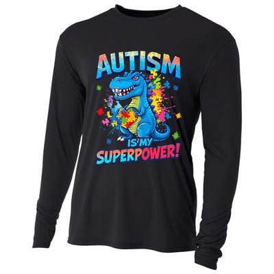 Autism Is My Superpower Dinosaur Autism Awareness Cooling Performance Long Sleeve Crew