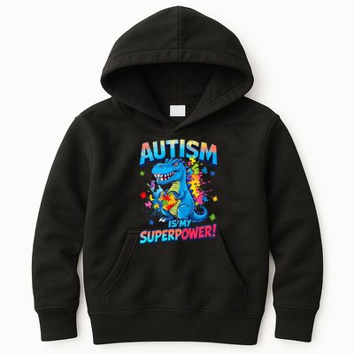 Autism Is My Superpower Dinosaur Autism Awareness Kids Hoodie