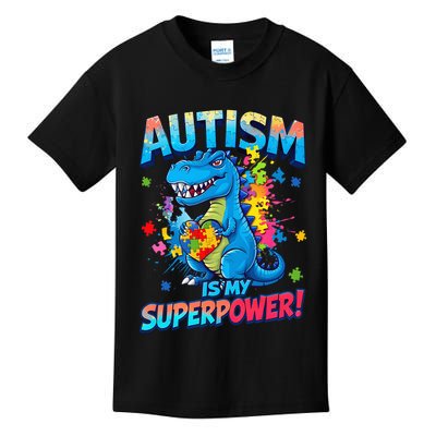 Autism Is My Superpower Dinosaur Autism Awareness Kids T-Shirt