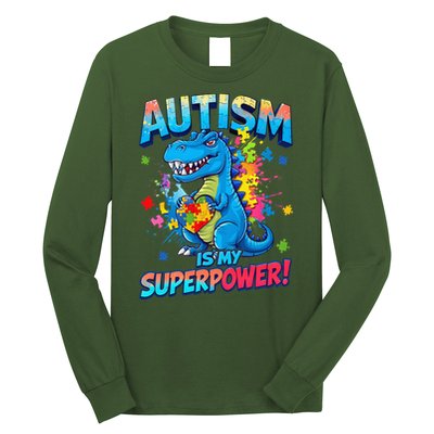 Autism Is My Superpower Dinosaur Autism Awareness Long Sleeve Shirt
