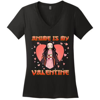 Anime Is My Valentine Vintage Cute Japanese Manga Arts Women's V-Neck T-Shirt