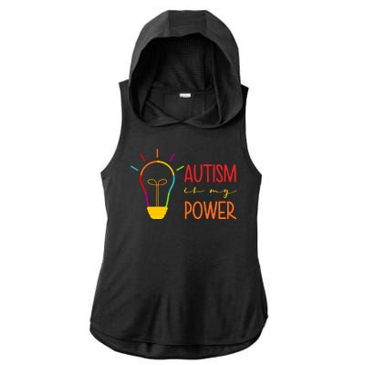 Autism Is My Power Autism Awareness Ladies PosiCharge Tri-Blend Wicking Draft Hoodie Tank