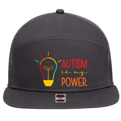 Autism Is My Power Autism Awareness 7 Panel Mesh Trucker Snapback Hat