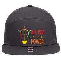 Autism Is My Power Autism Awareness 7 Panel Mesh Trucker Snapback Hat