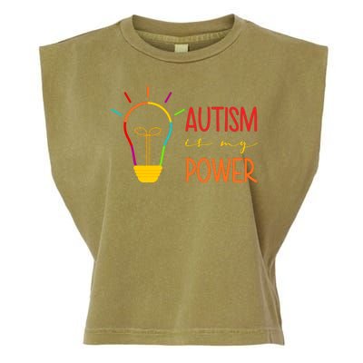 Autism Is My Power Autism Awareness Garment-Dyed Women's Muscle Tee