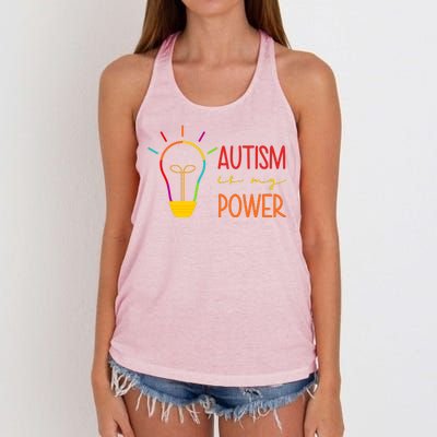 Autism Is My Power Autism Awareness Women's Knotted Racerback Tank