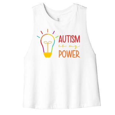 Autism Is My Power Autism Awareness Women's Racerback Cropped Tank