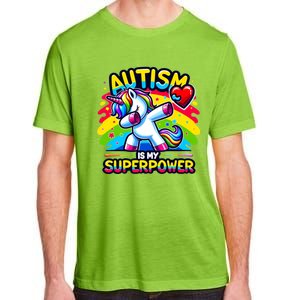 Autism Is My Superpower Dabbing Unicorn Autism Awareness Gift Adult ChromaSoft Performance T-Shirt