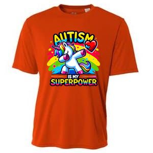 Autism Is My Superpower Dabbing Unicorn Autism Awareness Gift Cooling Performance Crew T-Shirt