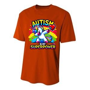 Autism Is My Superpower Dabbing Unicorn Autism Awareness Gift Performance Sprint T-Shirt