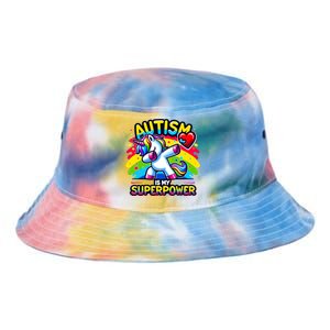 Autism Is My Superpower Dabbing Unicorn Autism Awareness Gift Tie Dye Newport Bucket Hat