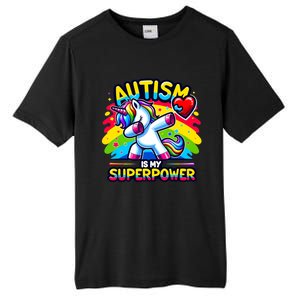 Autism Is My Superpower Dabbing Unicorn Autism Awareness Gift Tall Fusion ChromaSoft Performance T-Shirt