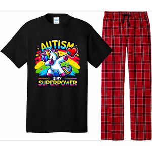 Autism Is My Superpower Dabbing Unicorn Autism Awareness Gift Pajama Set