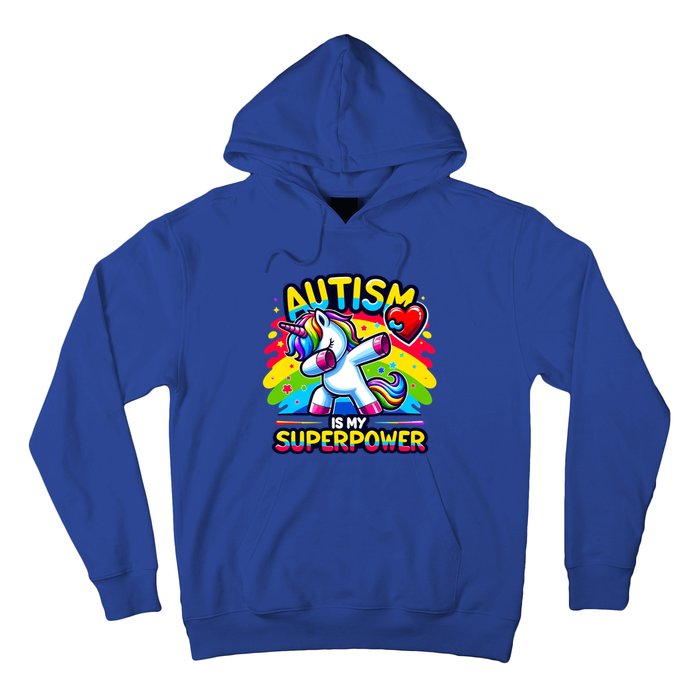 Autism Is My Superpower Dabbing Unicorn Autism Awareness Gift Hoodie