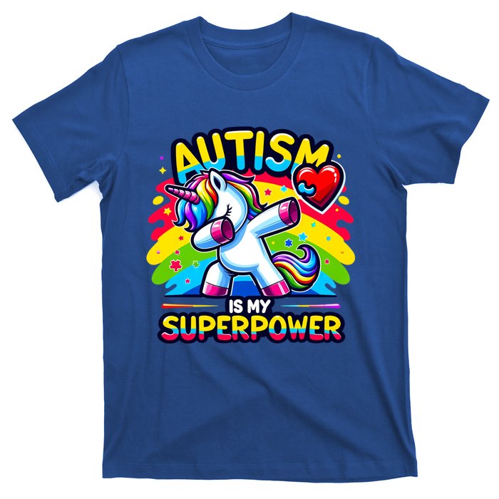 Autism Is My Superpower Dabbing Unicorn Autism Awareness Gift T-Shirt