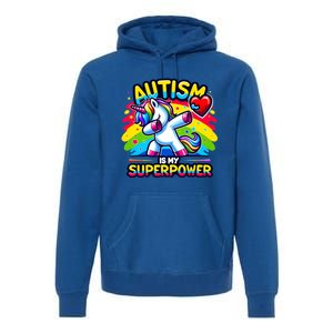 Autism Is My Superpower Dabbing Unicorn Autism Awareness Gift Premium Hoodie