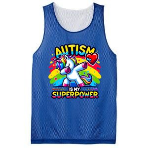 Autism Is My Superpower Dabbing Unicorn Autism Awareness Gift Mesh Reversible Basketball Jersey Tank