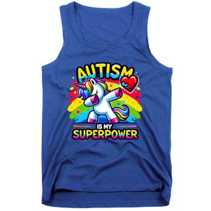 Autism Is My Superpower Dabbing Unicorn Autism Awareness Gift Tank Top