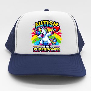 Autism Is My Superpower Dabbing Unicorn Autism Awareness Gift Trucker Hat