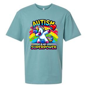 Autism Is My Superpower Dabbing Unicorn Autism Awareness Gift Sueded Cloud Jersey T-Shirt