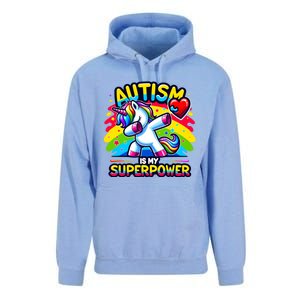 Autism Is My Superpower Dabbing Unicorn Autism Awareness Gift Unisex Surf Hoodie