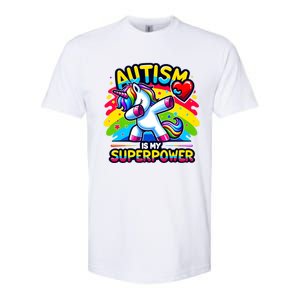 Autism Is My Superpower Dabbing Unicorn Autism Awareness Gift Softstyle CVC T-Shirt