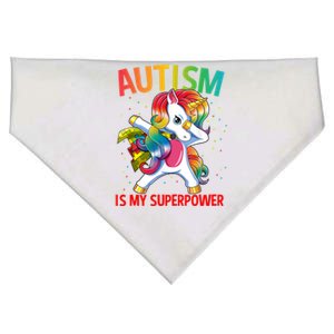 Autism Is My Superpower Dabbing Unicorn Gift Funny Gift USA-Made Doggie Bandana