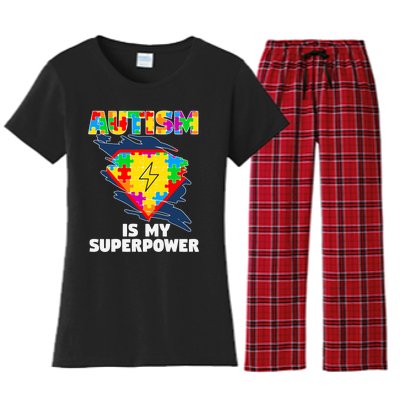 Autism Is My Super Power Superhero Gift Autism Awareness Funny Gift Women's Flannel Pajama Set